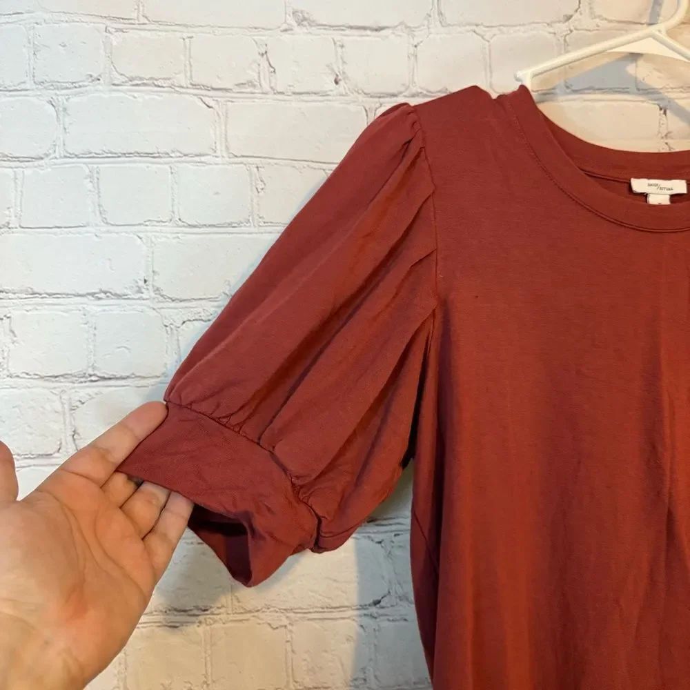 Daily Ritual Women's Rust Blouse Puff Sleeve - Picture 2 of 6